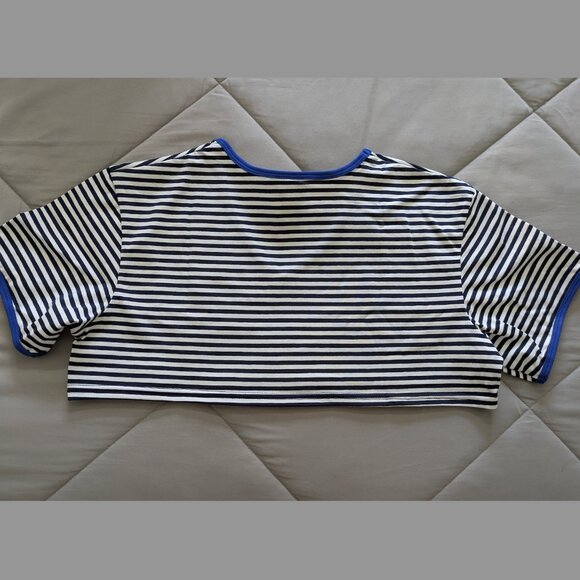 TOF Paris Sailor Crop Top, blue, size L, NWT - Picture 9 of 13